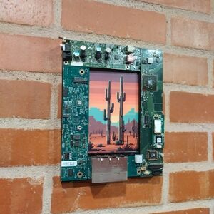 8 Bit Saguaro Cactus Framed Art Print In Circuit Board Frame By Neon Nicho